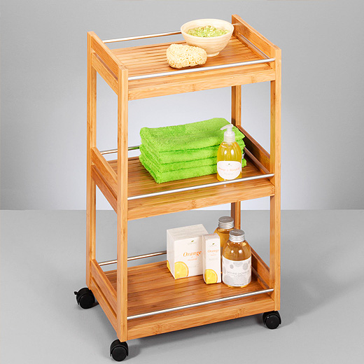 Bambus rollwagen bad regal wagen badschrank rollschrank ablage ...